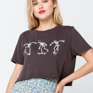 Tillys FULL TILT Skeleton Skate Womens Crop Tee